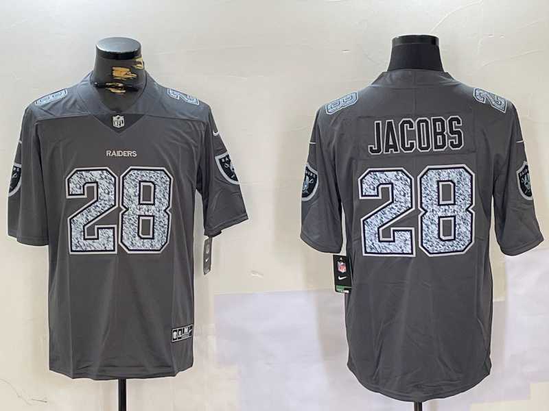 Mens Las Vegas Raiders #28 Josh Jacobs Grey Limited Stitched Jerseys Dzhi